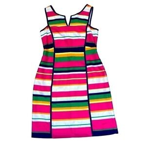 Laundry by Shelli Segal bold multi color stripe fitted shift dress